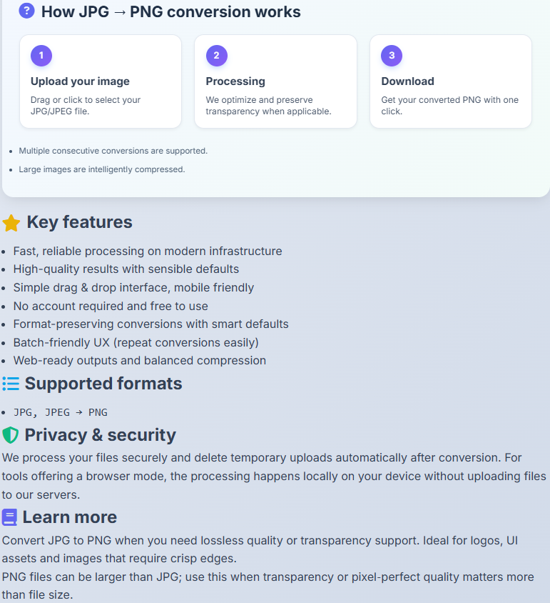 How JPG → PNG conversion works?